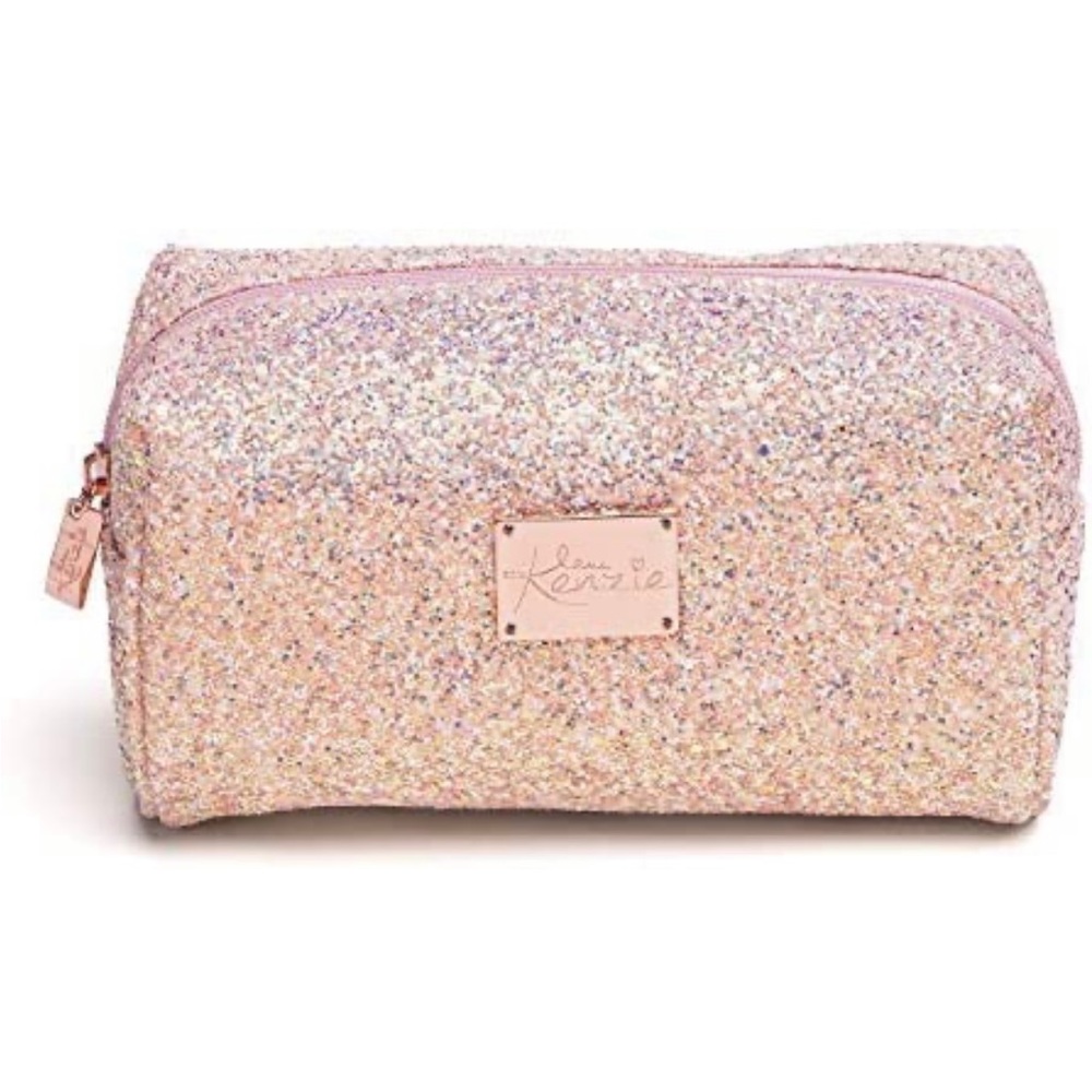 TWO matching Love Kenzie pink sparkle dusted makeup bags!